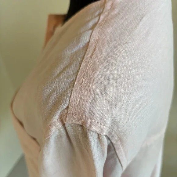 Everlane Women's Linen Popover Shirt Petal Pink Blouse Long Sleeve Size 2 - Picture 13 of 13